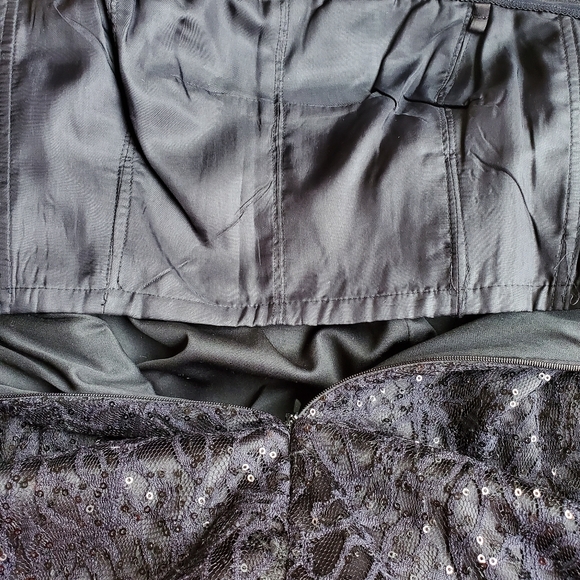 Adrianna Papell Black Sequin Lace Evening Cocktail Dress w/ corset on top. 8 US - Picture 5 of 7